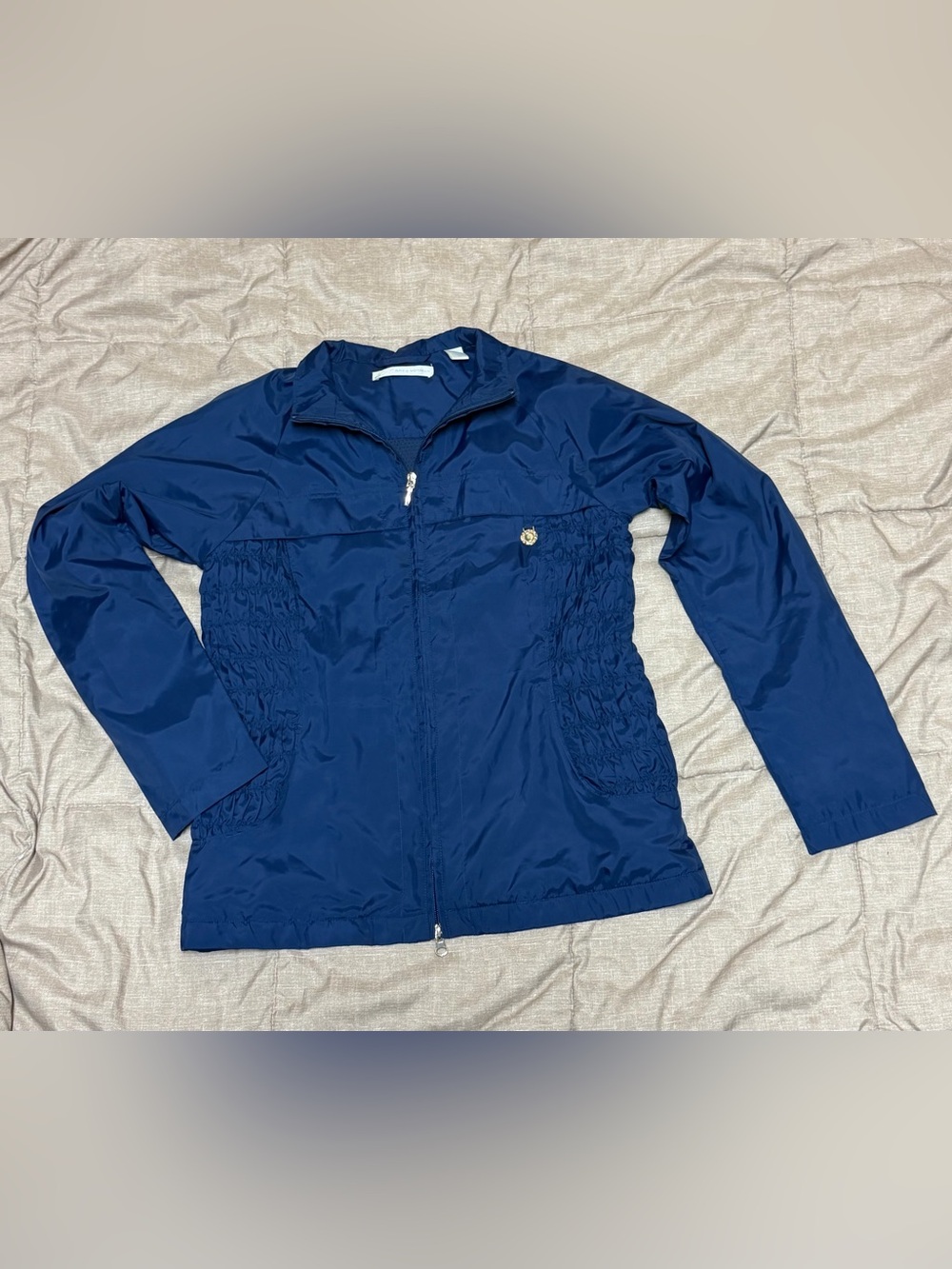 Greg Norman Collection Navy Zip-Front Bomber Jacket Windbreaker Small Like New